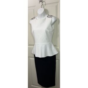 Chiara Boni La Petite Robe Ettina Studded Peplum Sheath Dress Womens 40 US 4